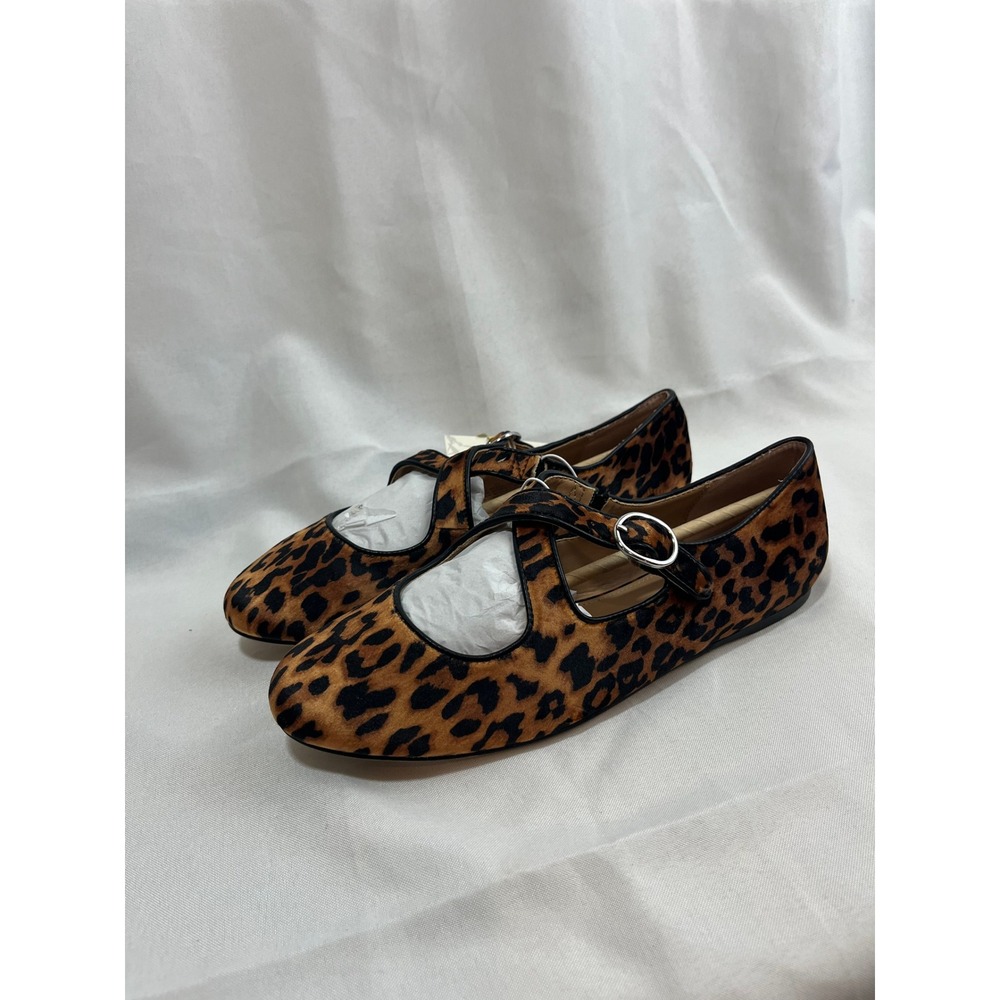 A New Day Tamsin Leopard Print Mary Jane Ballet Flats Brown Animal Print 7.5